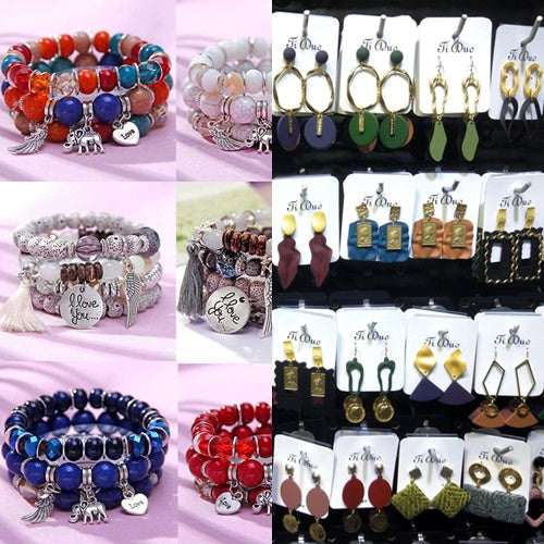 Aros + Pulseras x Mayor - Lote de 6 unid. (surtido)